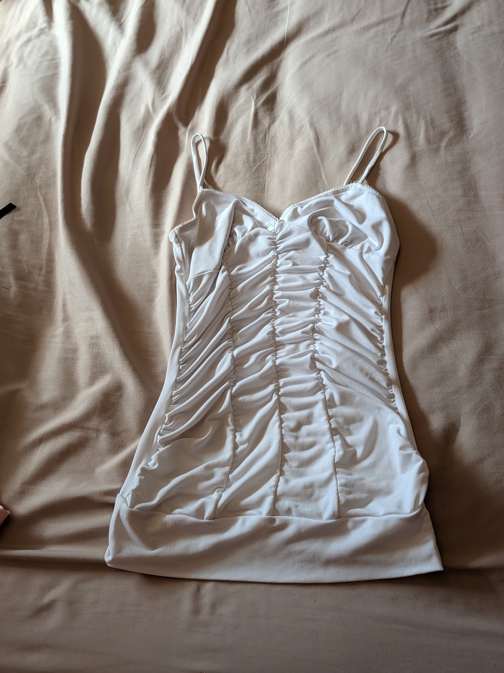 Wet Seal White Ruched Spaghetti Strap Camisole